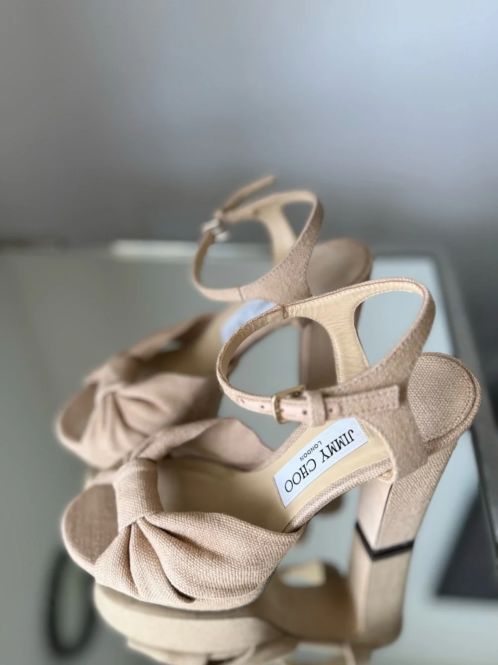 Like new Jimmy Choo Heloise 120 Linen Platform Sandals $1,095 37.5 - Picture 16 of 16